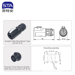 SL12 플라스틱 항공 플러그 방수 IP67 푸시 풀 <span class=keywords><strong>2</strong></span> <span class=keywords><strong>3</strong></span> 4 5 6 7 8 핀 남성 여성 패스트 릴리스 커넥터 솔더 전원 - Product Image 5