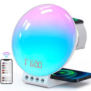 Trois-en-un 15W charge sans fil coloré <span class=keywords><strong>réveil</strong></span> analogique lever du soleil coucher <span class=keywords><strong>de</strong></span> soleil <span class=keywords><strong>réveil</strong></span> atmosphère lumière <span class=keywords><strong>bruit</strong></span> blanc - Product Image 6