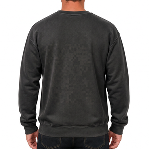Sudadera informal de manga larga para hombre, 100% algodón, tejido de rizo, para la temporada de invierno, diseño liso, color negro lavado - Product Image 2