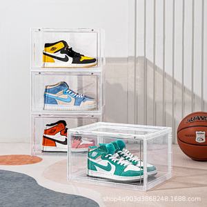 Caja de zapatos emisora de luz LED <span class=keywords><strong>AJ</strong></span> almacenamiento a prueba de polvo Zapatero apertura lateral caja de almacenamiento transparente de plástico grueso magnético - Product Image 2