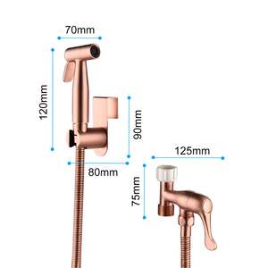 Pulvérisateur de bidet mural en acier inoxydable couleur or rose avec tuyau flexible, design contemporain - Product Image 3