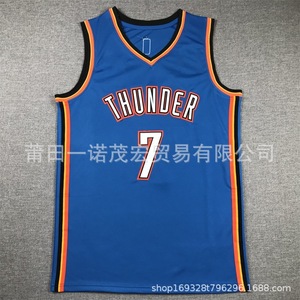 เสื้อบาสเก็ตบอลทันเดอร์ # 2 # 7 # เสื้อผ้ากีฬาผู้ชายผ้าฝ้าย 8 แบบ ไซส์ S M L XL XXL ขายส่ง - Product Image 4