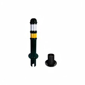 Poteau de stationnement relevable en métal noir avec verrouillage à clé triangulaire, poteau amovible, colliers réfléchissants de qualité ingénierie, barrière de circulation Ileritraffic - Product Image 2