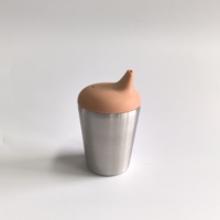 Gobelet d'apprentissage élégant en acier inoxydable sans BPA, de qualité alimentaire, pour enfants, avec couvercles en silicone antidérapants et anti-fuites
