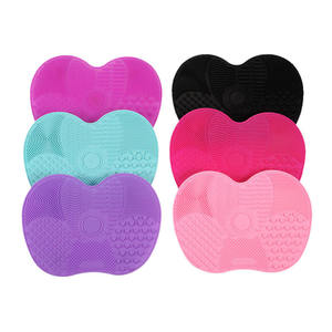 <b>Silicone</b> Foundation Makeup Brush Scrubber Board Makeup Brush Cleaner Pad Apple Shape Washing Cleaning Mat Cleaner <b>Tool</b> - Product Image 5