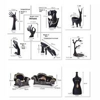 Buste Mannequin Bijoux Présentoir Boucles d'Oreilles Main Support Bagues Organisateur de Bijoux Présentoir Bracelets Colliers