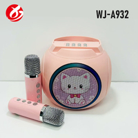 Speaker Karaoke Bluetooth HIFI Portabel Grosir dengan 2 Mikrofon Nirkabel Lampu LED RGB untuk Acara Keluarga