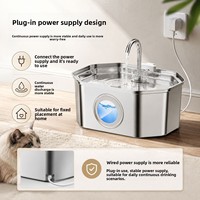 Fontaine à eau pour chat en acier inoxydable 304 de 3,2 L avec fenêtre de niveau d'eau, distributeur d'eau circulante filaire pour chats et petits chiens