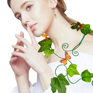 Ensemble de colliers artistiques rétro en forme de feuille de lierre, bijoux faits à la main d'inspiration naturelle pour femmes, accessoire de mode - Product Image 2