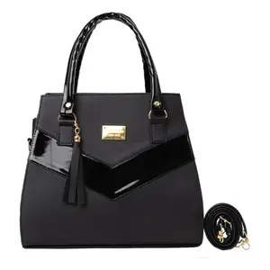 Sac cabas élégant noir pour femme Fana Nadia en similicuir, style décontracté de luxe, décorations plumes, doublure PU - Product Image 3