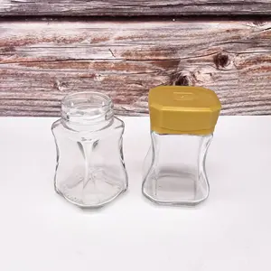 Wholesale 50g coffee power glass jars clear glass material empty square glass packaging for coffee with lid