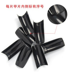 Venta al por Mayor de 500 <span class=keywords><strong>Uñas</strong></span> Artificiales con Diseño Francés, Curvadas, Negras, Media Cobertura, Forma Cuadrada - Product Image 4