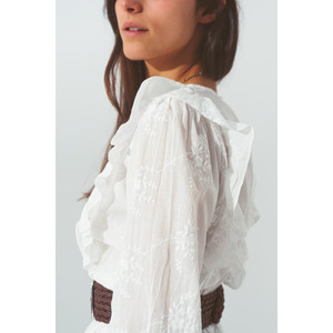 Mini abito floreale con volant in bianco - Product Image 2