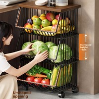Estante de Cocina para Frutas y Verduras, Moderno, Minimalista, de Pie, con Múltiples Niveles, con Ruedas Móviles, para Almacenamiento de Productos