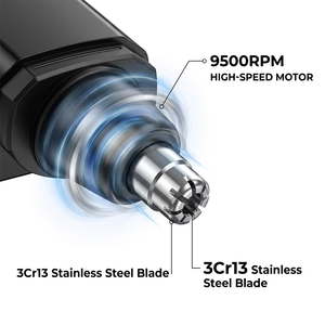 เครื่องตัดขนจมูกแบบชาร์จไฟได้ Type-C สำหรับผู้ชาย 9500RPM เครื่องตัดขนจมูกและหูแบบมืออาชีพ กันน้ำ <span class=keywords><strong>IPX</strong></span> ตัดแต่งขนได้อย่างไม่เจ็บปวด - Product Image 4