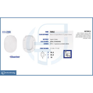 Cubierta de Asiento de Inodoro Vaso Fiorile Estándar en Gris Claro - Product Image 3