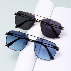 Men's Metal Double Bridge Sunglasses UV400 <b>Large</b> <b>Frame</b> Fashionable Trendy Style - Product Image 2