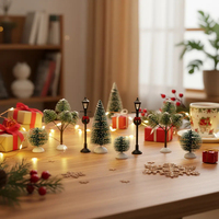 Ensemble de figurines de village de Noël décoratives, ensemble de Noël éclairé par LED avec figurines, arbre de Noël pour la scène de la ville de Noël, décoration de bureau