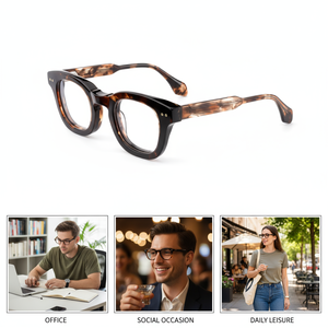 Elegante tortuga y Negro redondo negrita Marco de acetato diseñador Unisex <span class=keywords><strong>moda</strong></span> diaria visión duradera gafas ópticas - Product Image 2