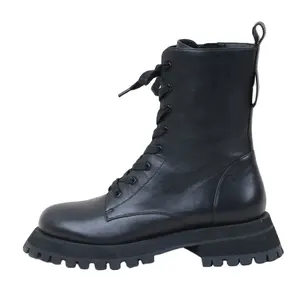 Fashion Columbia Popular High Top Fashion Boots For Women New Winter High End Leather Zipper Women Sneakers Black Boots