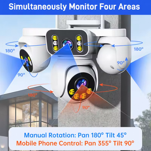 Caméra de sécurité extérieure sans fil 20MP 4 objectifs en temps réel IP66 <span class=keywords><strong>avec</strong></span> zoom, suivi automatique, vision nocturne, PTZ, audio bidirectionnel et alarme - Product Image 4