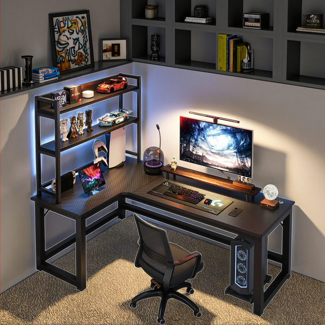 Modern Simple Carbon Fiber Pc Desk Foldable Height Adjustable Gaming Table For Home Office Desktop Computer Desk Keyboard Tray