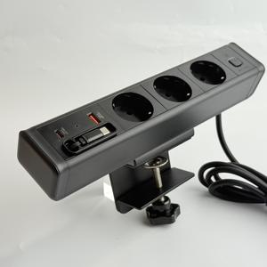Primera toma de corriente de montaje en abrazadera de Mesa de la industria con un cable USB C retráctil UK/EU/US Desktop Power Delivery - Product Image 5