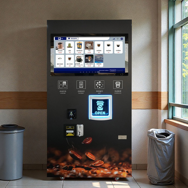 Coffee Vending Machine Metal Smart LED Touchscreen All-Purpose Quick Serve Drink Dispenser Multiple Payment Options Cloud-Based