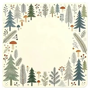 Tapis de mahjong américain Forestland Forest, avec dos antidérapant en caoutchouc, motif de bordure en <span class=keywords><strong>sapin</strong></span>/chanterelle. - Product Image 1