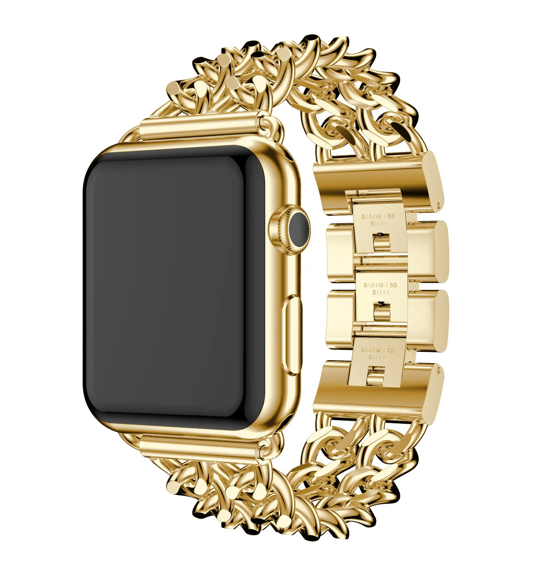 Cinturino per orologio a catena in acciaio inossidabile con cinturino personalizzato Adepoy A-ST20 per Apple Watch serie iwatch 7/6/5/4/3/2/1 cinturino in metallo di lusso