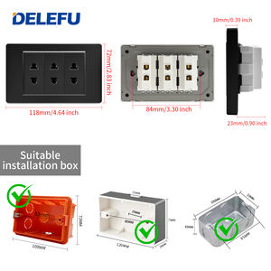 DELEFU italiano UE estándar negro PC Panel 2 pines universal y enchufes de pared Schuko - Product Image 4