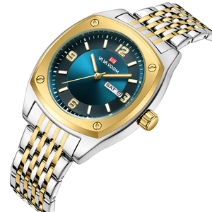 Mens Square <b>Case</b> Wristwatch Steel Link Bracelet Quartz Movement Clean Dial Contemporary Style Timepiece - Product Image 6