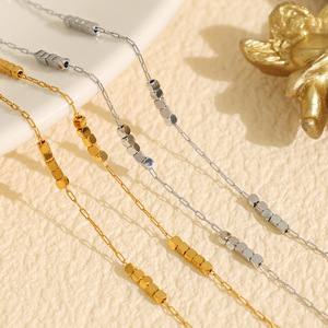 Collar de cubo octagonal de acero de titanio, cadena ultrafina, cadena para clavícula, accesorio para mujer, uso diario - Product Image 1