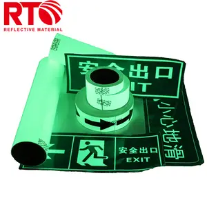 Self-Adhesive Luminous Reflective Vinyl Film Safety Photoluminescent Signs Glow In The Dark Sticker