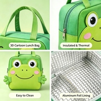 Lonchera Térmica Infantil Personalizada Oxford Premium 3D con Diseño de Animales, Impermeable, de 3L, para Niños y Niñas, para la Escuela y Actividades al Aire Libre