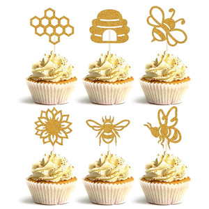 Adornos para Cupcakes con Temática <span class=keywords><strong>de</strong></span> Abejas Doradas, Palillos <span class=keywords><strong>de</strong></span> Papel con Diseño <span class=keywords><strong>de</strong></span> Panal <span class=keywords><strong>de</strong></span> Abejas y Girasoles para Decoración <span class=keywords><strong>de</strong></span> Postres en Fiestas <span class=keywords><strong>de</strong></span> <span class=keywords><strong>Cumpleaños</strong></span> y Baby Shower - Product Image 1