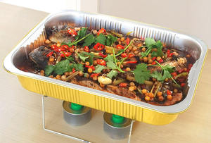 3500ml vàng dùng một lần thân thiện với môi hình chữ nhật nhôm lá Hộp Ăn Trưa với lá nắp có thể tái chế cho BBQ nướng Takeaway thực phẩm - Product Image 5