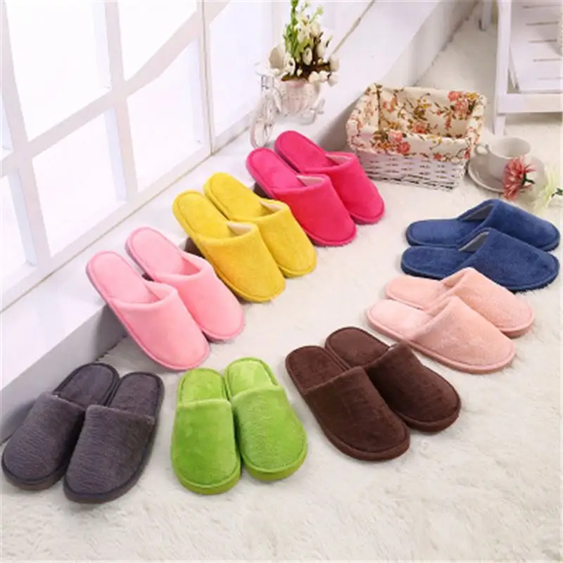 Women's household slippers unisex winter warm slippers new plush soft slippers indoor non-slip floor indoor flat shoes