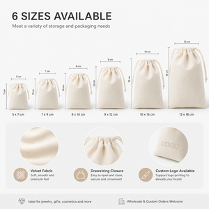 ถุงกำมะหยี่ใส่เครื่องประดับแบบมีเชือกผูก ขนาด 7*9 นิ้ว พร้อมโลโก้สั่งทำได้ ขายส่ง มีตัวอย่างฟรี สำหรับใส่แหวน ต่างหู สร้อยคอ บรรจุภัณฑ์และกล่องเก็บของ - Product Image 4