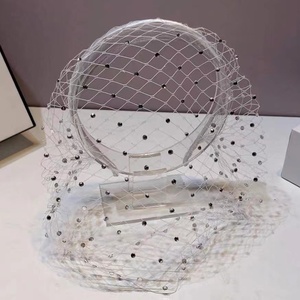 Cổ Điển Cho Châu Âu Mỹ Cô Dâu Tea Party Headband Lưới Tóc Phụ Kiện Rhinestone Ngọc Trai Mạng Che Mặt Che Che Mạng Che Mặt Headband - Product Image 2