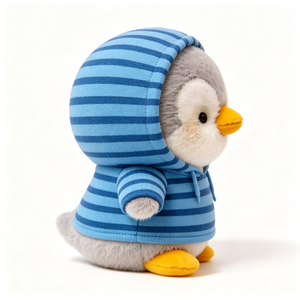 Peluche di <span class=keywords><strong>Pinguino</strong></span> Casual a Righe con Cappuccio, Morbido <span class=keywords><strong>Pinguino</strong></span> Imbottito con Felpa <span class=keywords><strong>Blu</strong></span> a Righe, Giocattolo di Peluche Decorativo - Product Image 5