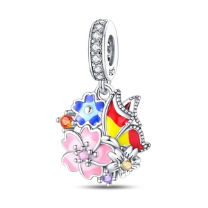 Ciondolo a nido d'ape con margherite della serie Bee, bestseller transfrontaliero, per gioielli fai da te, accessori per bracciali, placcato argento - Product Image 4