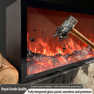 Cheminée électrique encastrée en verre trempé, flamme <span class=keywords><strong>de</strong></span> bois véritable, luminosité réglable, tailles 39" 47" 59" 71" 79", <span class=keywords><strong>chauffage</strong></span> 1500W pour salon/hôtel - Product Image 4