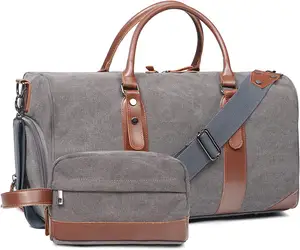 Reisetasche für Männer Canvas Weekender Übernachtung tasche Handgepäck Reisetasche mit Schuh fach und Toiletten artikel