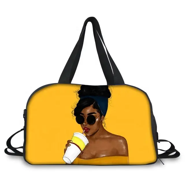 Lefiness Black Art African Girls Printing Travel Luggage Bag Custom Logo Women Travel Bag