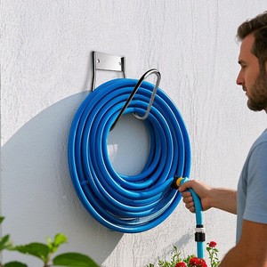 Stainless Steel Wall Mounted Garden <b>Hose</b> <b>Hanger</b> For Outdoor Water <b>Pipe</b> Storage Rack With Screw Embedded Installation - Product Image 3