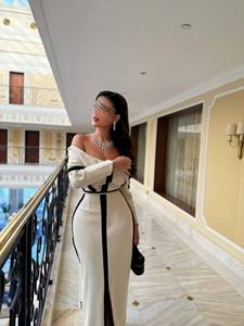 Abito Lungo <span class=keywords><strong>da</strong></span> <span class=keywords><strong>Donna</strong></span> con Spalle Scoperte e Blocchi di Colore, Aderente, Sexy, Avvolgente sui Fianchi, <span class=keywords><strong>per</strong></span> Ospiti di Matrimonio, Abito <span class=keywords><strong>da</strong></span> Sera Versatile, Vestito Casual <span class=keywords><strong>da</strong></span> Festa - Product Image 2