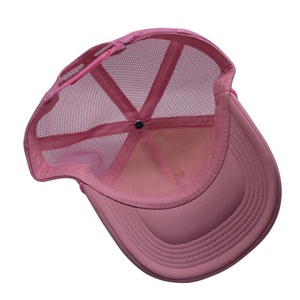 Tùy chỉnh màu Hồng bọt lưới trucker cap 5-panel <span class=keywords><strong>hat</strong></span> với cong nhung vành 3D thêu logo Jersey vải phổ biến mô hình loại - Product Image 5