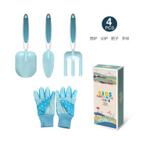 Kit d'outils de jardinage en acier inoxydable pour enfants : truelle, râteau, cultivateur, sac de rangement en forme de fleur, arrosoir pour plantation en extérieur