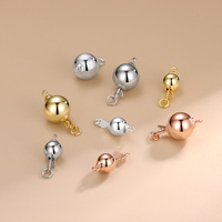 2 Set/lot Plaqué Or/Or Rose S925 Sterling Silver Ball Pin Spring Clasp Pearl Bead Connecting Clasp for DIY Jewelry Making